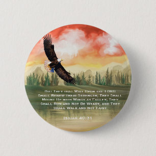 Bible Verse Isaiah 40: 31 Mount på Eagle Vingar Knapp