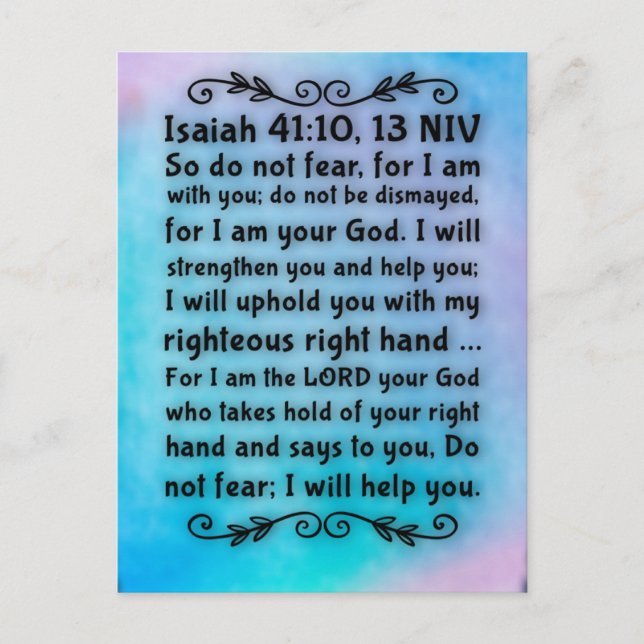Bible Verse Isaiah 41:10, 13 vykort (Framsida)