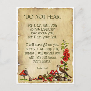 Bible Verse, Isaiah 41:10, frukta inte, naturart A Vykort