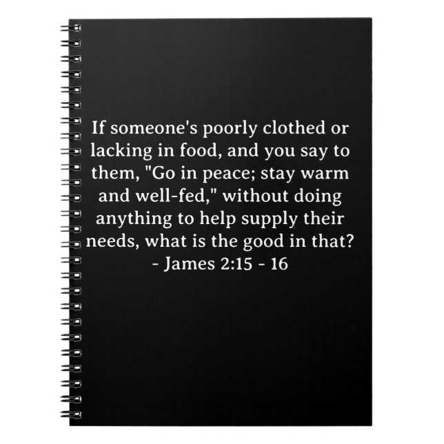 Bible Verse James 2:15-16 Anteckningsbok (Framsidan)
