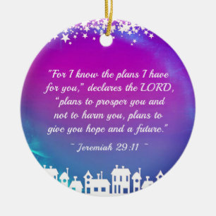 Bible Verse Jeremiah 29:11 Julbyn Julgransprydnad Keramik