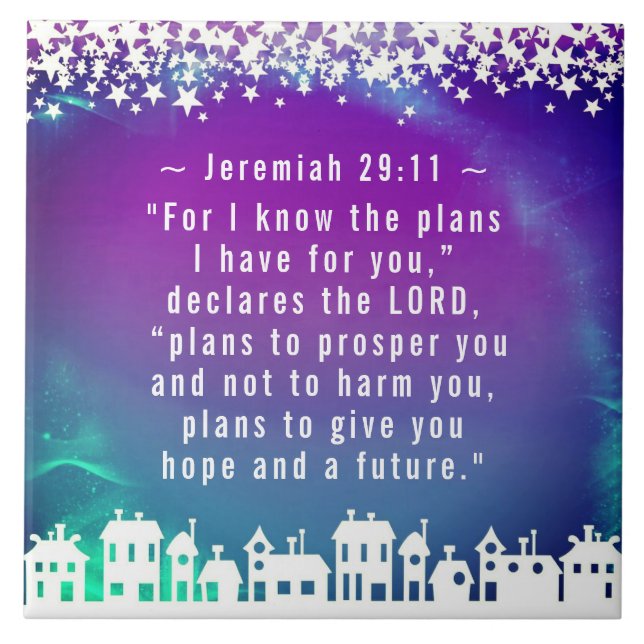 Bible Verse Jeremiah 29:11 Julbyn Kakelplatta (Framsidan)