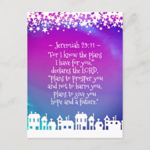 Bible Verse Jeremiah 29:11 Julbyn Vykort