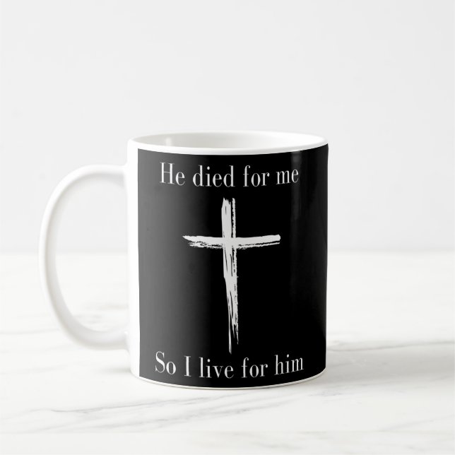 Bible Verse Jesus dog för mig skript Christian Kaffemugg (Vänster)