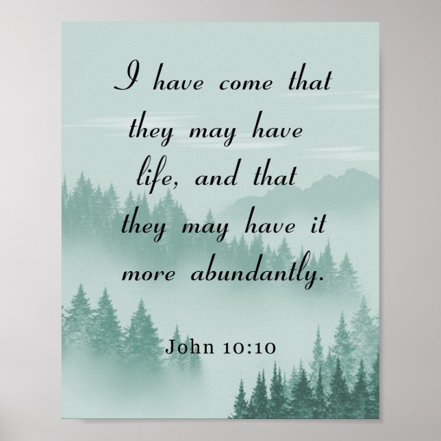 Bible Verse, John 10:10, mer uppriktigt Poster (Framsidan)