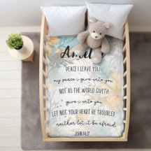 Bible Verse, John 14:27 WIth Namn, Boho Blommigt