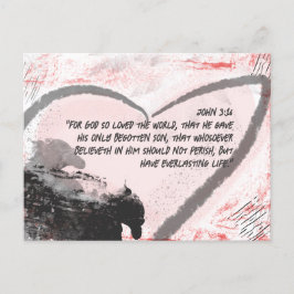 Bible Verse John 3:16 Grunge Heart Vykort