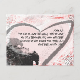 Bible Verse John 3:16 Grunge Heart Vykort