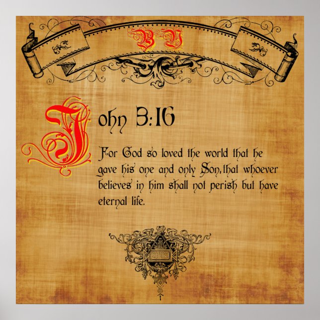 Bible Verse John 3:16 Poster (Framsidan)