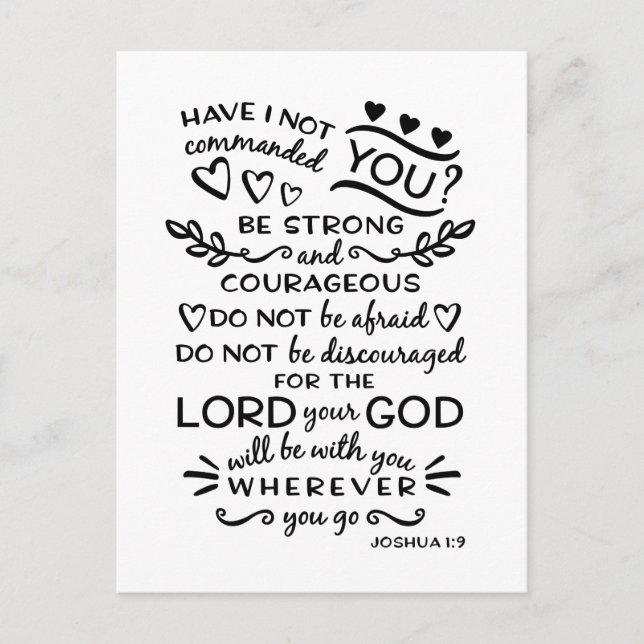 Bible Verse Joshua 1:9 Vykort (Framsida)