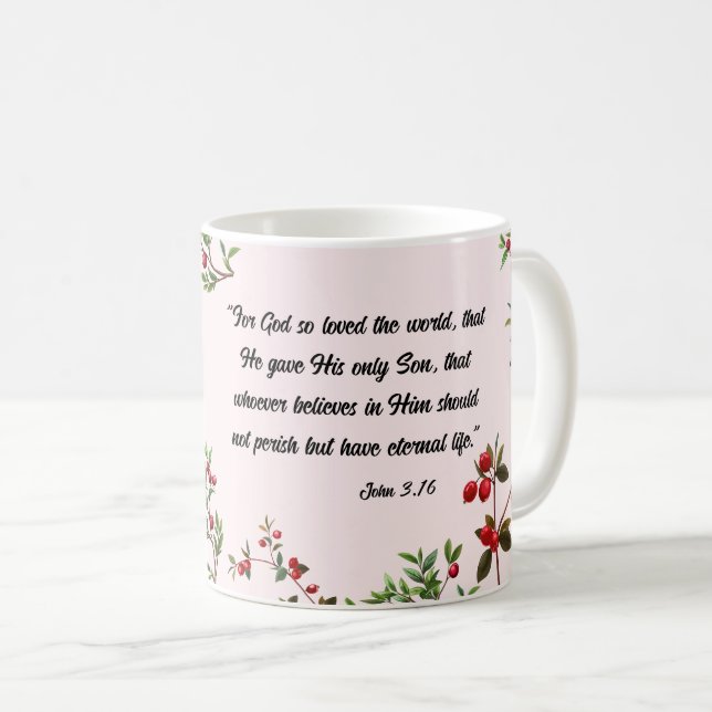Bible Verse jul Cranberry Ornament Kaffemugg (Framsida höger)