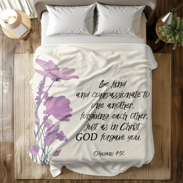 Bible verse Lila blommigt Fleece Blanket (Skapare uppladdad)