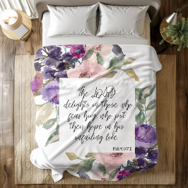 Bible verse Lila Blommigt Fleece Blanket