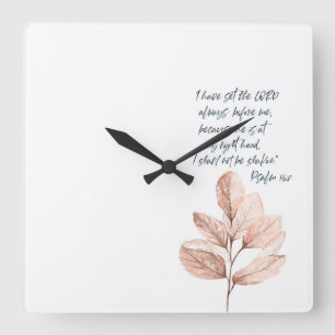 Bible verse Lord Psalm Leafy scripture Fyrkantig Klocka