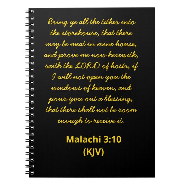 Bible Verse Malachi 3:10 (KJV) nyårsdagen Anteckningsbok (Framsidan)