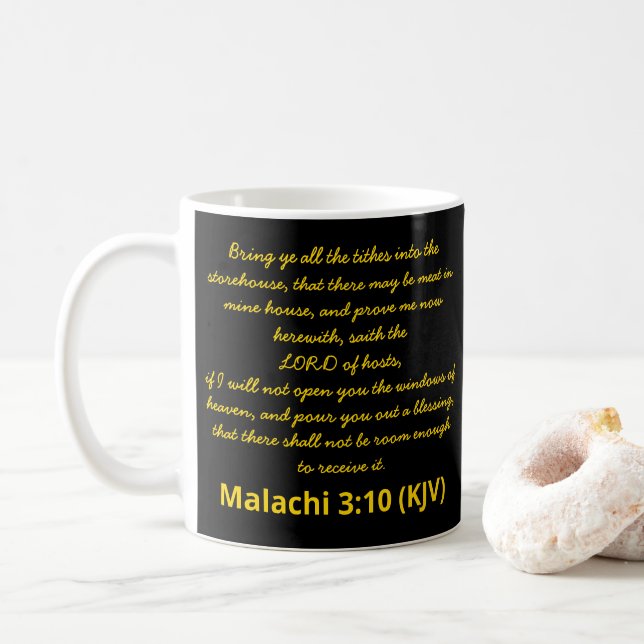 Bible Verse Malachi 3:10 (KJV) nyårsdagen Kaffemugg (Med munk)