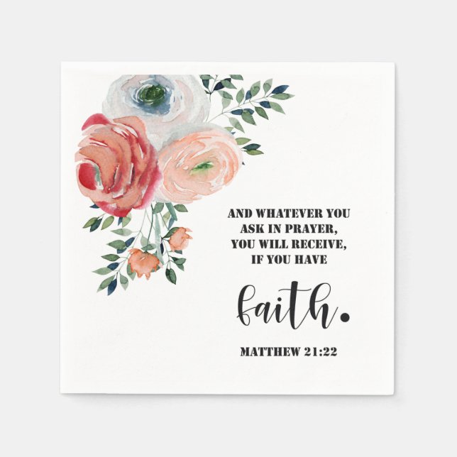 Bible verse Matthew Floral  Square  Pappersservett (Framsidan)