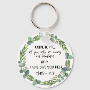 Bible verse Matthew Round Olive Keychain Nyckelring