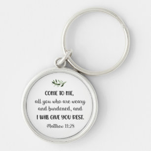 Bible verse Matthew Round Olive Keychain Rund Silverfärgad Nyckelring