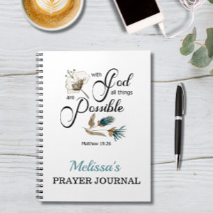 BIble verse- med gud all sak är möjlig Anteckningsbok