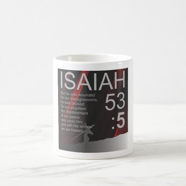 Bible Verse Mugg Dag 5, ISAIAH 53:5 (Center)