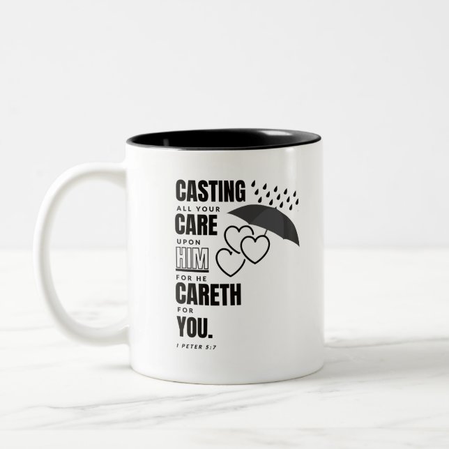 Bible Verse Mugg - I Peter 5:7 KJV (Vänster)
