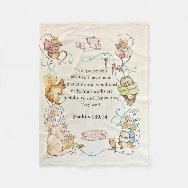 Bible verse nursery animals fleece blanket (Framsidan)