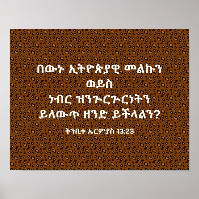 Bible Verse om Etiopien Jeremiah 13 23 Amharic Poster (Framsidan)