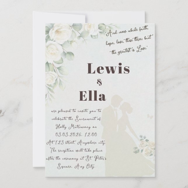 Bible verse ortodox bröllopsinbjudan inbjudningar (Framsida)