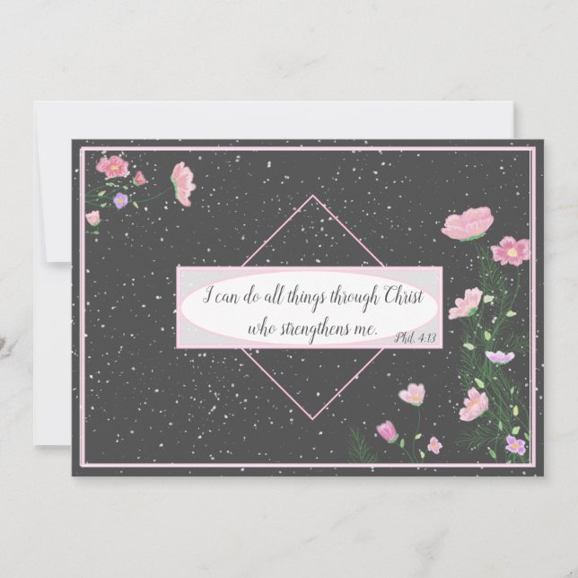 Bible Verse Philippians 4:13 Flower | Julkort (Framsida)