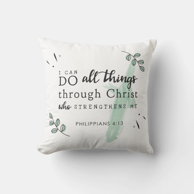 Bible Verse Philippians 4:13 Kudde (Framsida)