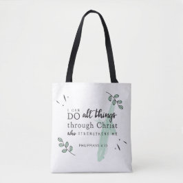 Bible Verse Philippians 4:13 Tote Bag Tygkasse