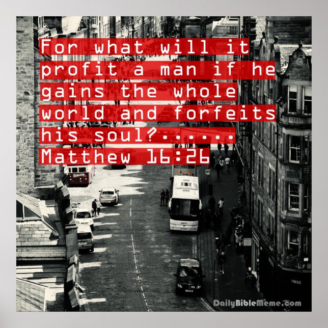 Bible Verse Poster - Matthew 16:26 (Framsidan)