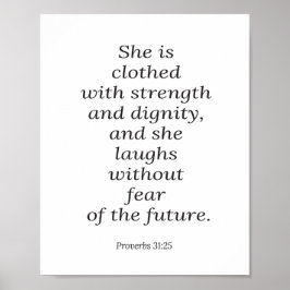 Bible verse poster, Proverbs 31:25, Kristian art Poster