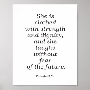 Bible verse poster, Proverbs 31:25, Kristian art Poster