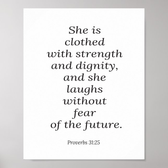 Bible verse poster, Proverbs 31:25, Kristian art Poster (Framsidan)