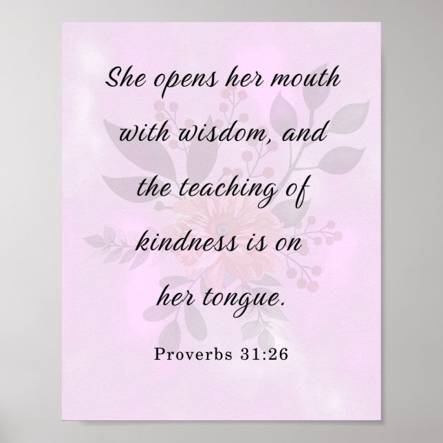 Bible Verse, Proverbs 31:26 Poster (Framsidan)