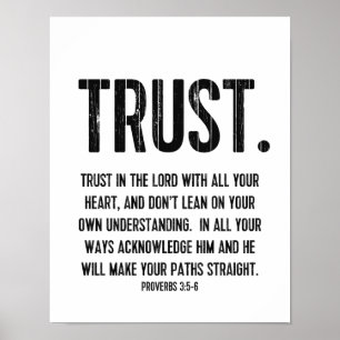 Bible Verse Proverbs 3:5-6 Christian Life Citote Poster