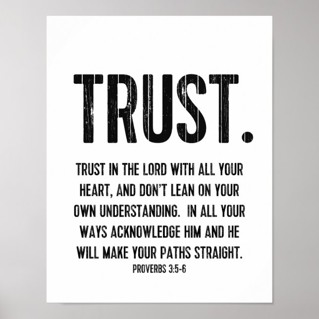 Bible Verse Proverbs 3:5-6 Christian Life Citote Poster (Framsidan)