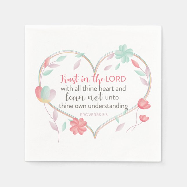Bible Verse Proverbs 3:5 Christian Heart Pappersservett (Framsidan)