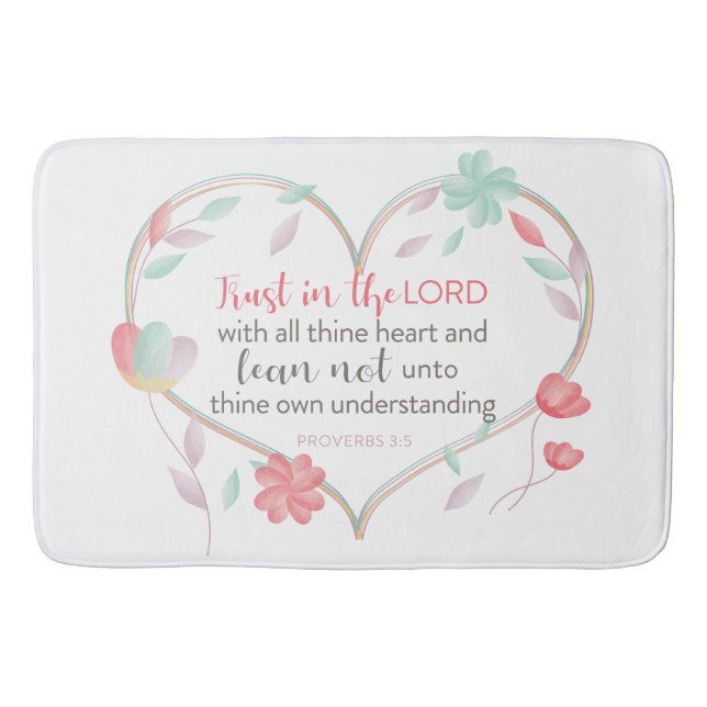 Bible Verse Proverbs 3:5 Heart Bathmat Bathroom Badrumsmatta (Framsidan)