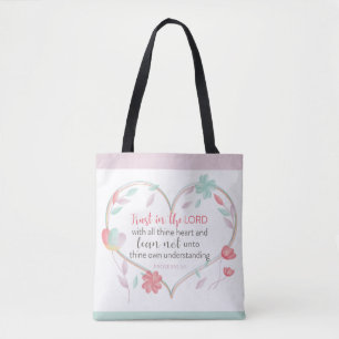 Bible Verse Proverbs 3:5 Heart Tote Bag Tygkasse