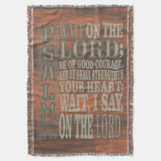 Bible Verse Psalm 27;14 Wood Topped Wall Tapestry Filt