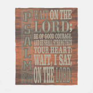 Bible Verse Psalm 27;14 Wood Topped Wall Tapestry Fleecefilt