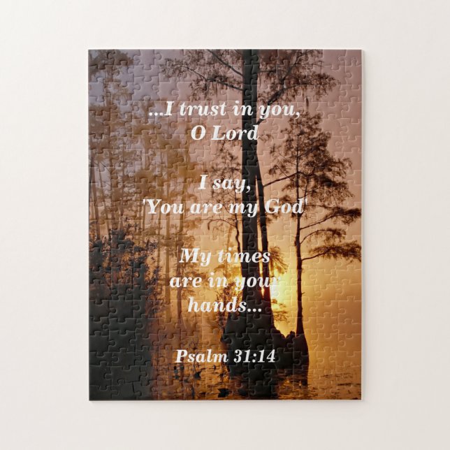 Bible Verse Psalm 31:14 Mina tider finns i händer Pussel (Vertikal)