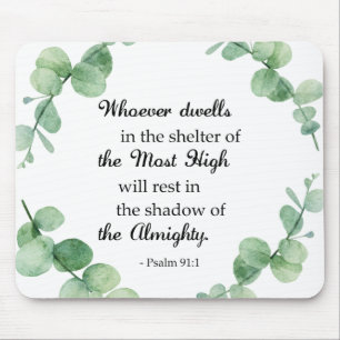 Bible verse Psalm 91 Eucalyptus, kristen andedräkt Musmatta