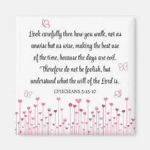 Bible Verse Rosa Heart Flowers Kvinnor Magnet