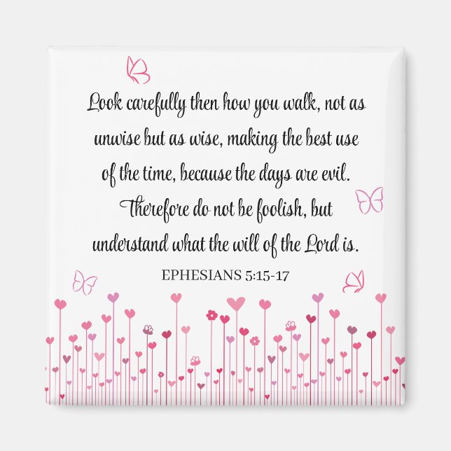 Bible Verse Rosa Heart Flowers Kvinnor Magnet (Framsidan)