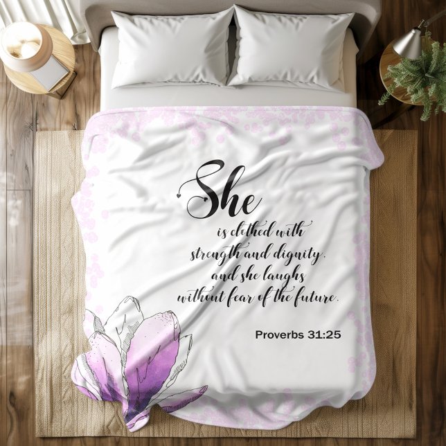 Bible verse Rustic Rosa blommigt Fleece Blanket (Skapare uppladdad)