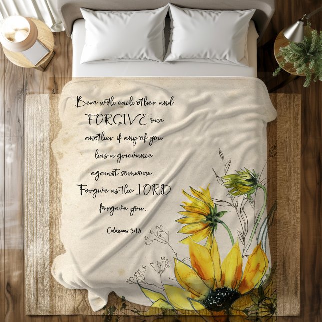 Bible verse Rustic Solros Fleece Blanket (Skapare uppladdad)